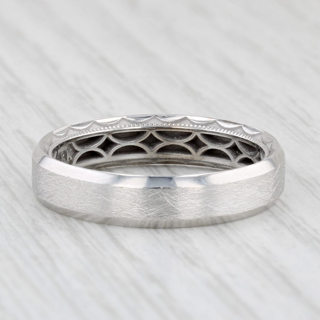 New Tacori Men's Wedding Band Brushed 18k White Gold Size 10.5 Ring