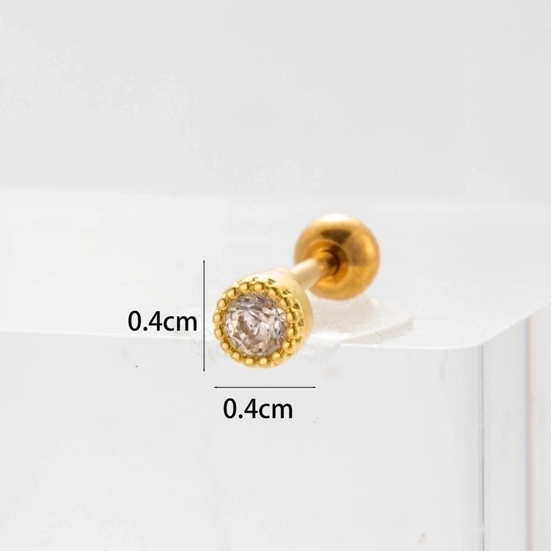 Ear Cartilage Rings & Studs Flower 316L Stainless Steel  Copper Inlaid Zircon