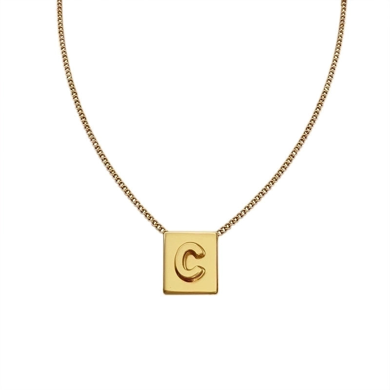 Minimalist Letter Square Titanium Steel Necklace 1 Piece