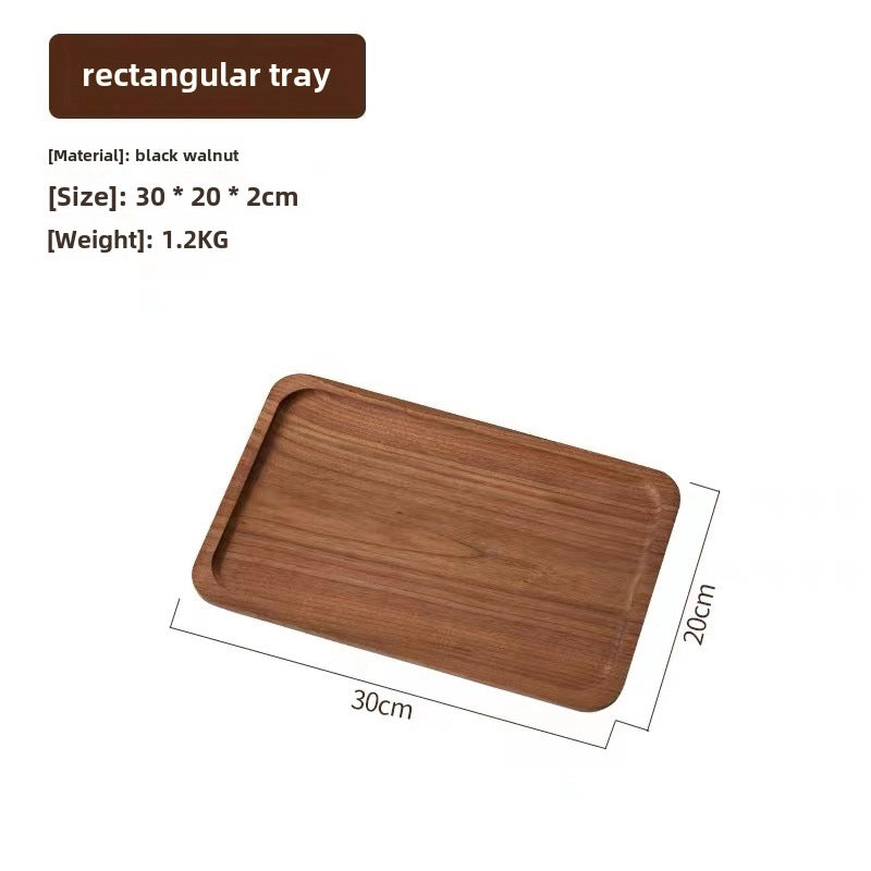 Oval Wooden Tray Solid Wood Rectangular Plate Black Walnut Afternoon Tea Coffee Tray Exquisite Small Tray