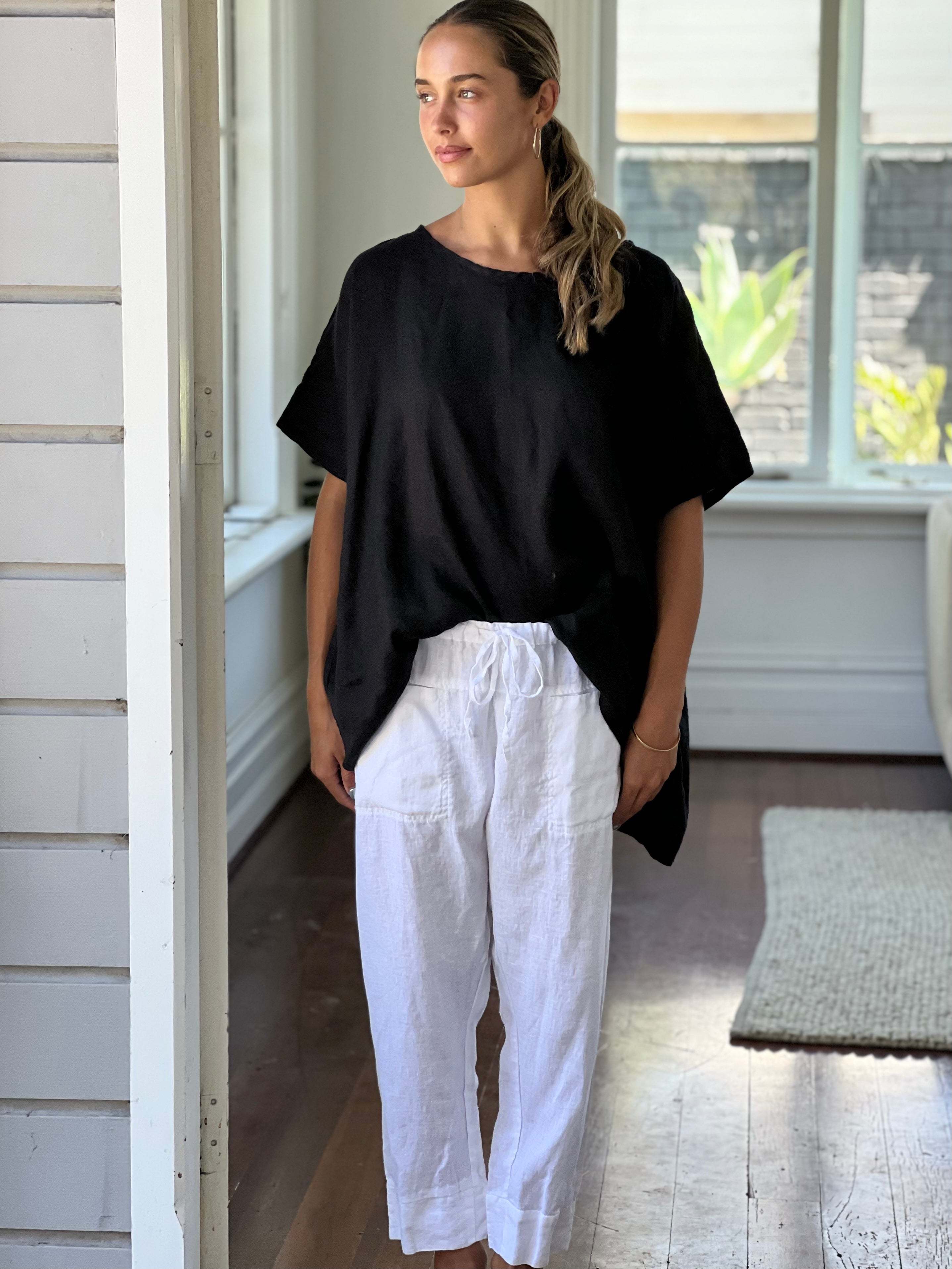 darcy pant - white linen