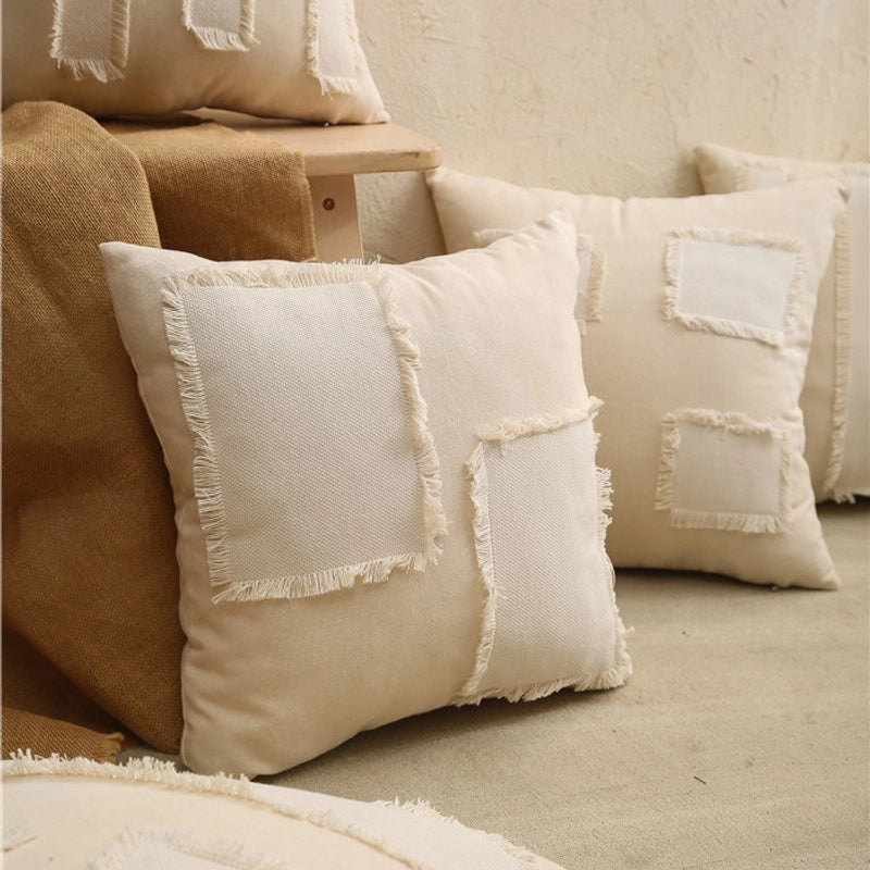 Casual Pastoral Stripe Solid Color Polyester Pillow Cases