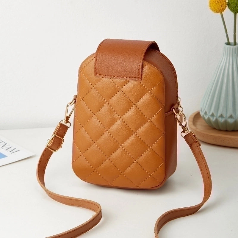 Women's Small Pu Leather Solid Color Lingge Streetwear Metal Button Zipper Crossbody Bag