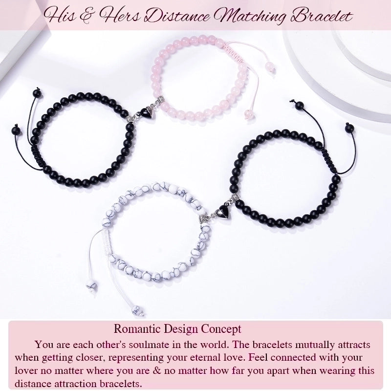 Romantic Heart Shape Natural Stone Handmade Bracelets