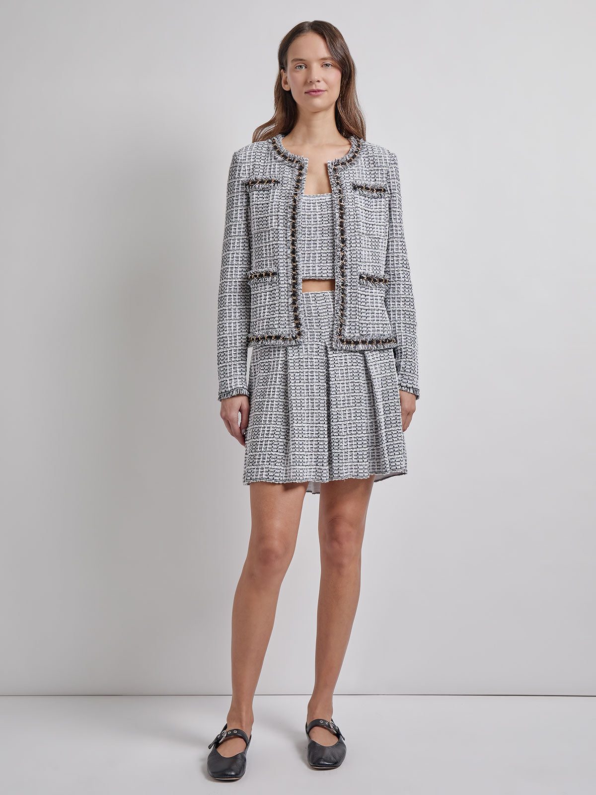 Heritage Chain & Fringe Trim Tweed Knit Jacket - Vanity Fit
