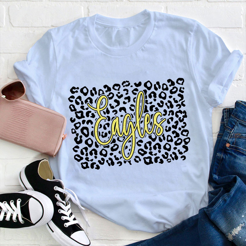 Personalized Leopard Team Spirit Teacher T-Shirt