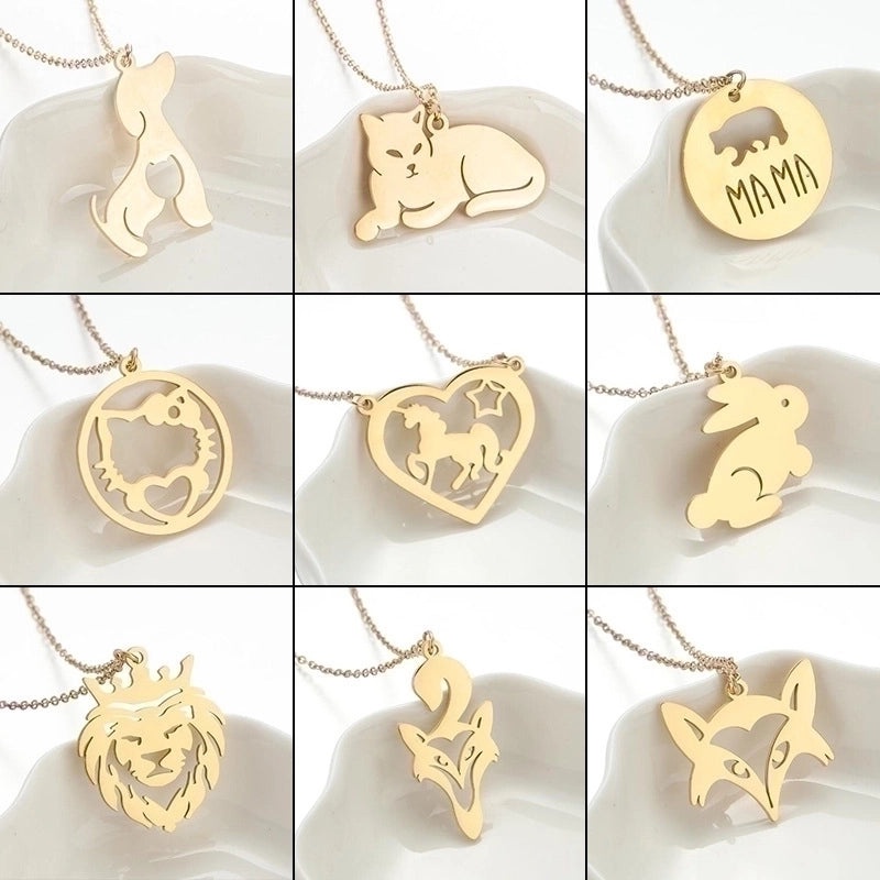 Minimalist Animal 201 Stainless Steel 18K Gold Plated Hollow Out Stainless Steel Necklaces