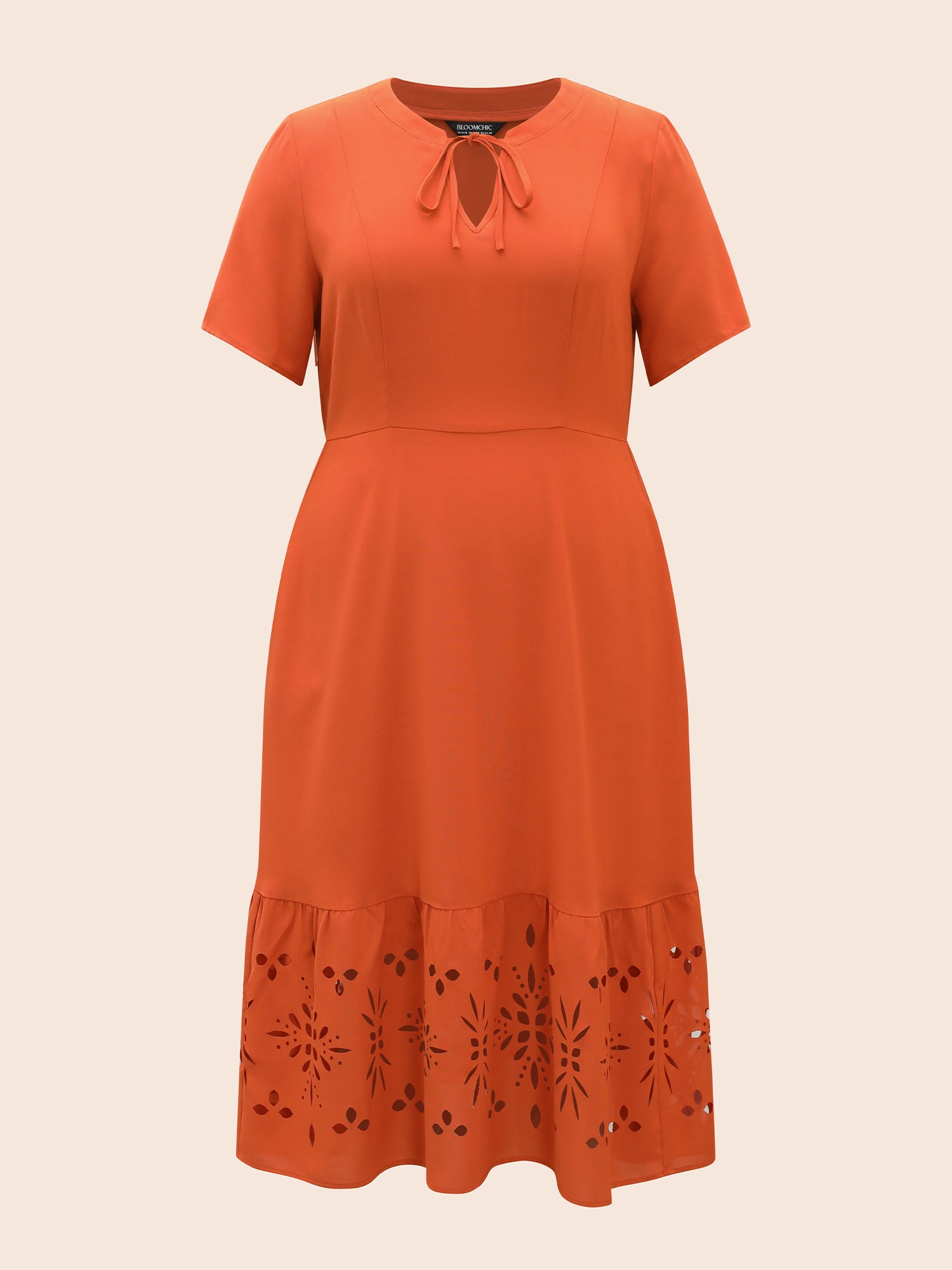 Solid Laser Cut Tie Knot Dress