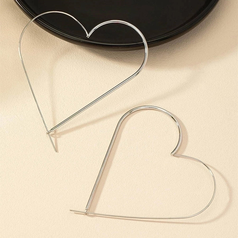 1 Pair Exaggerated Minimalist Heart Shape Plating Zinc Alloy 14K Gold Plated Hoop Earrings