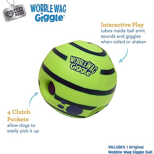 Wobble Wag Giggle Ball. Interactive Dog Toy. Fun Giggle Sounds When Rolled or Shaken. Pets Know Best. As Seen On TV