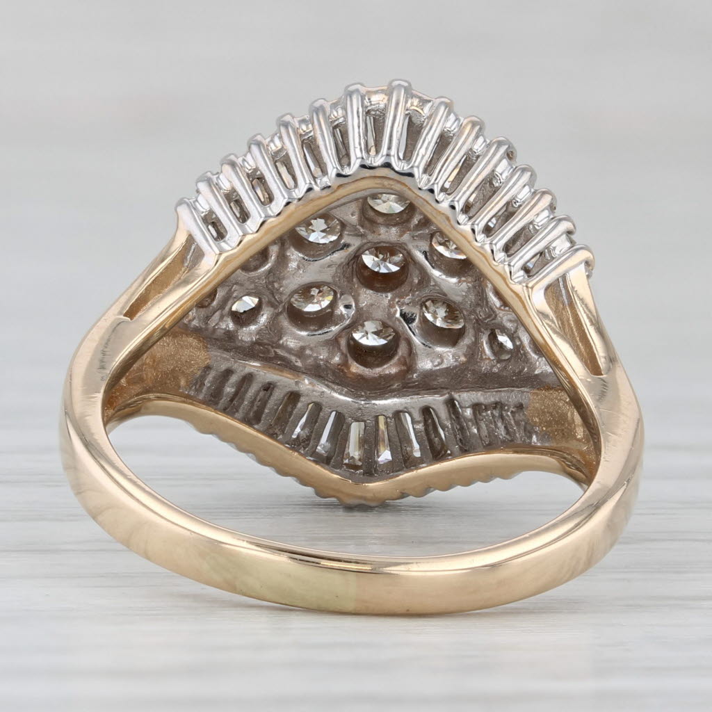 1.10ctw Diamond Cluster Ring 14k Yellow Gold Size 8 Cocktail