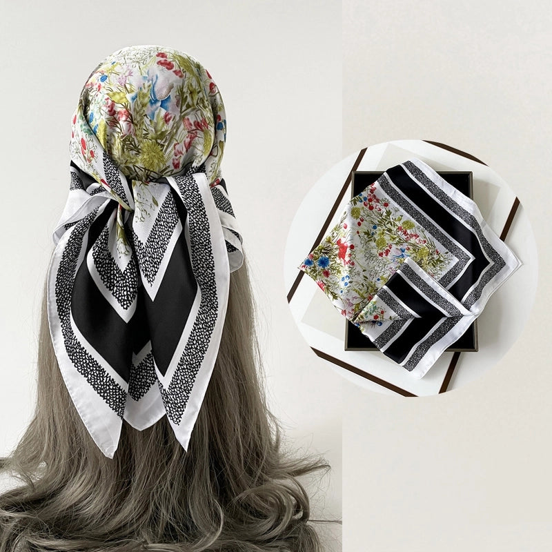 Women's Casual Hip-Hop Sports Paisley Satin Printing And Dyeing Silk Scarf