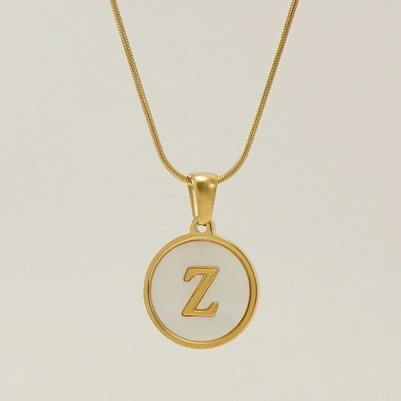 Fashion Letter Stainless Steel Titanium Steel Plating Inlay Shell Pendant Necklace 1 Piece