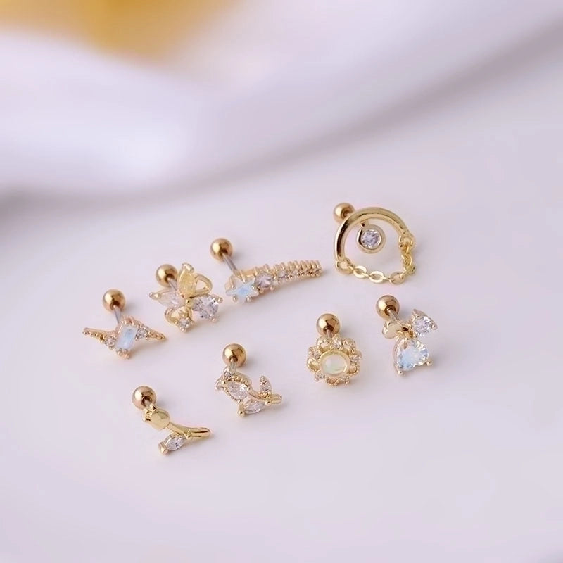 Ear Cartilage Rings & Studs Fashion Flower 316L Stainless Steel  Copper
