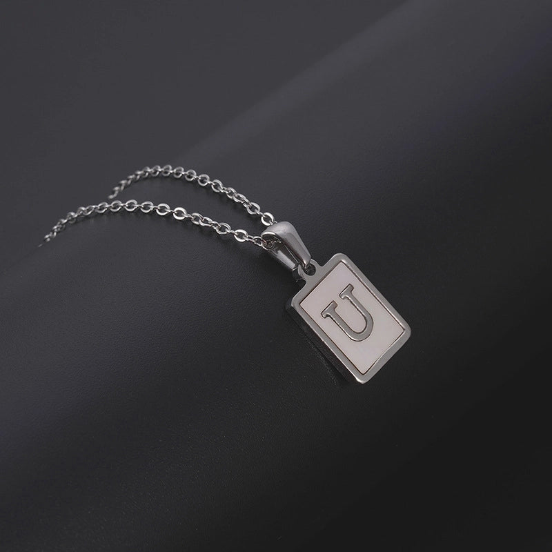 Minimalist Letter Rectangle 304 Stainless Steel Titanium Steel Shell 18K Gold Plated Plating Pendant Necklace