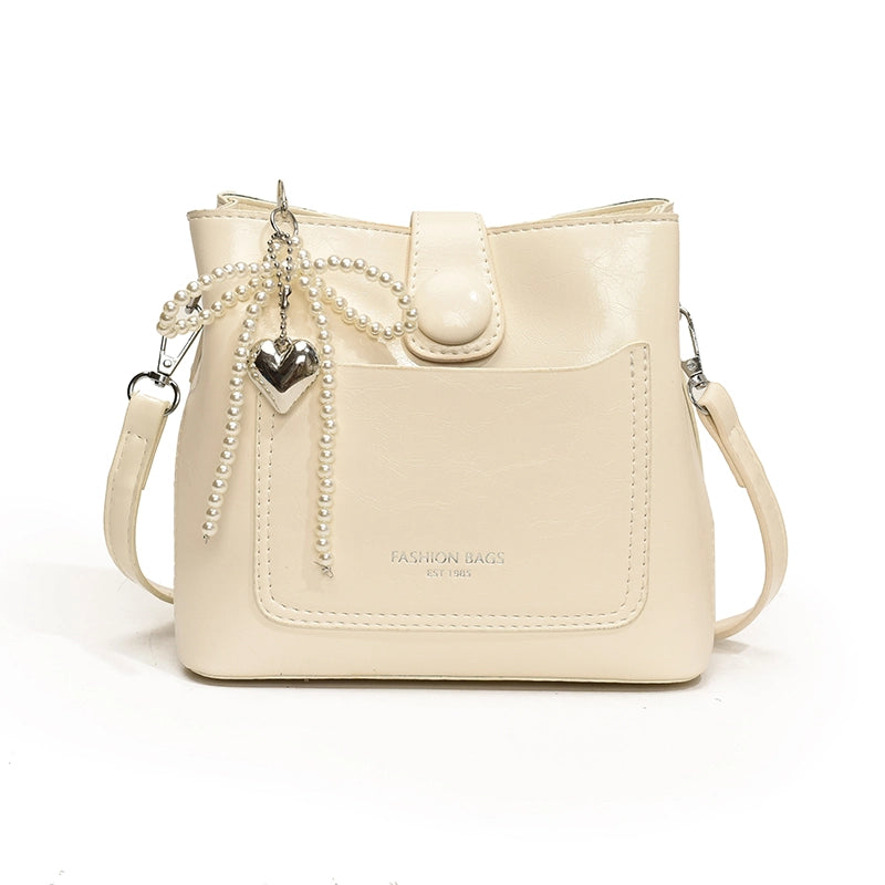 Women's Pu Leather Solid Color Bow Knot Streetwear Square Zipper Shoulder Bag Crossbody Bag