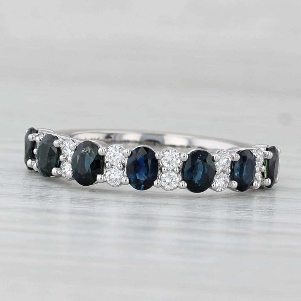2.05ctw Blue Sapphire Diamond Ring 14k White Gold Size 8.75 Stackable Wedding