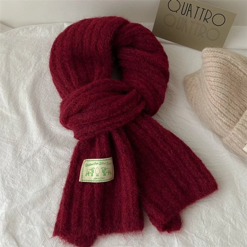 Women's Elegant Solid Color Knit Scarf