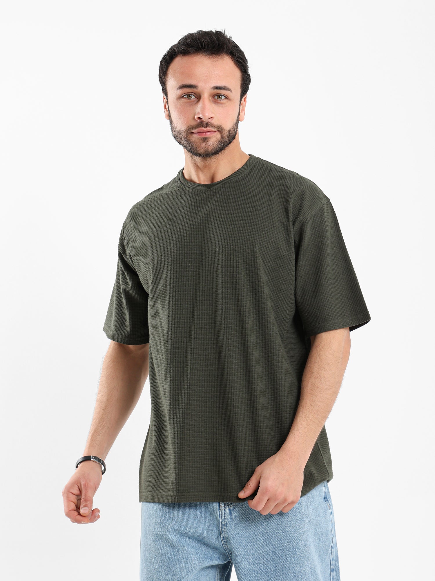 Waffle Knit Oversized T Shirt