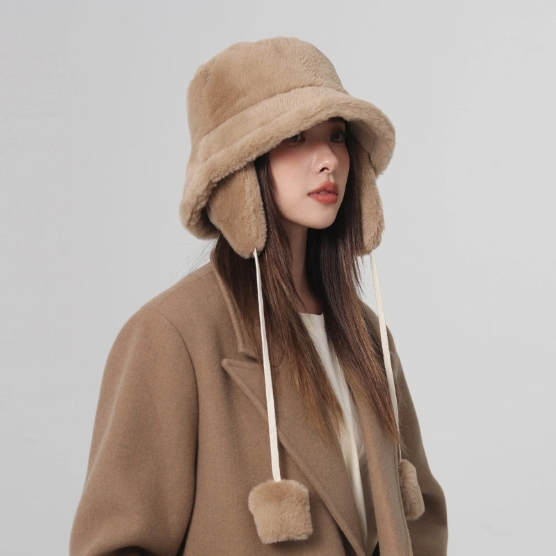 Unisex Modern Style Solid Color Big Eaves Wool Cap Bucket Hat