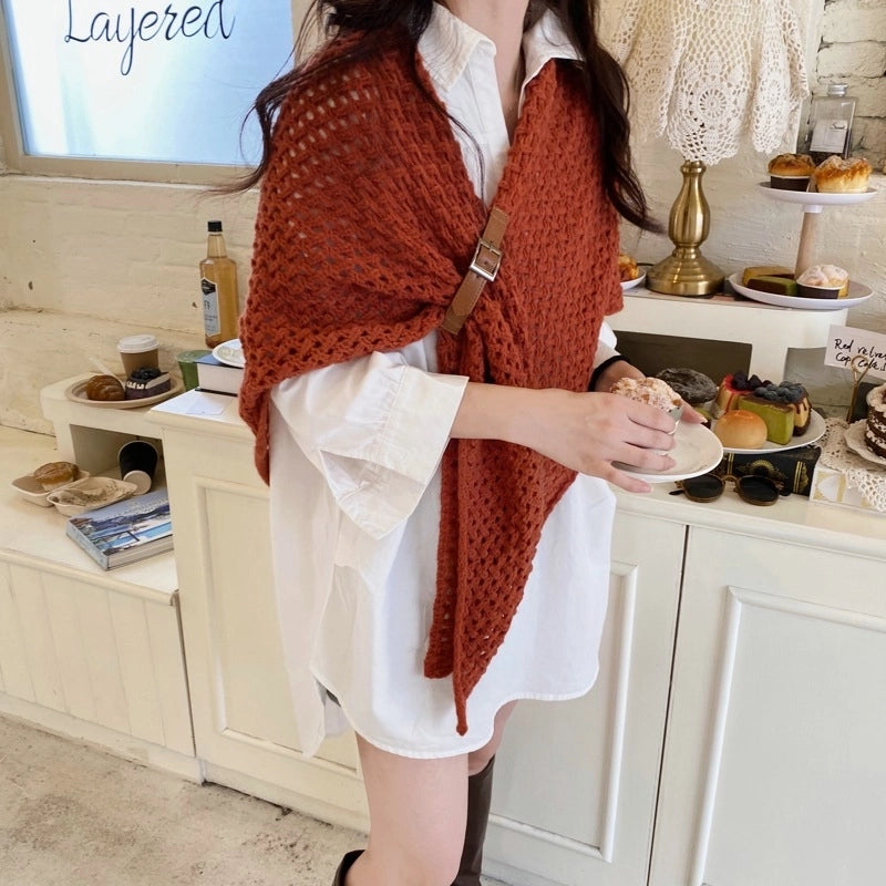Women's Minimalist Classic Style Solid Color Polyester Shawl