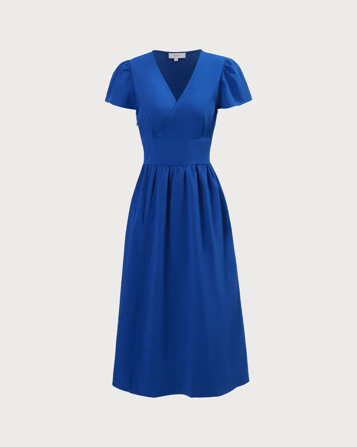 The Navy V Neck Wrap Midi Dress