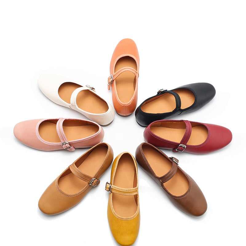 Handmade Leather Womens Michaela Mary Jane Flats in 9 Colors