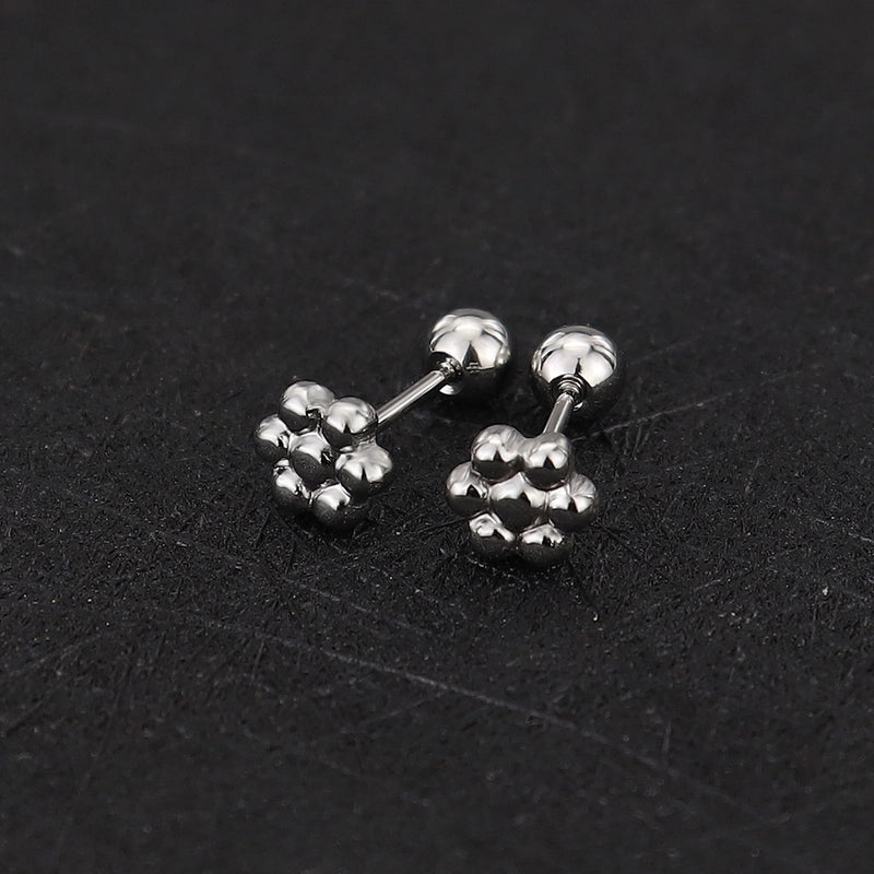 1 Piece Cute Minimalist Geometric Animal Crown Plating Titanium Steel Ear Studs
