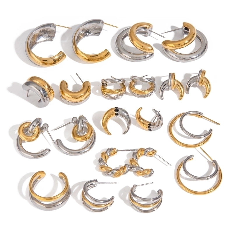1 Pair Minimalist Classic Style Geometric Mixed Color 304 Stainless Steel Ear Studs