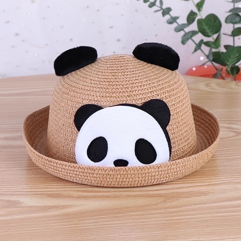 Women's Cute Minimalist Panda Crimping Straw Hat