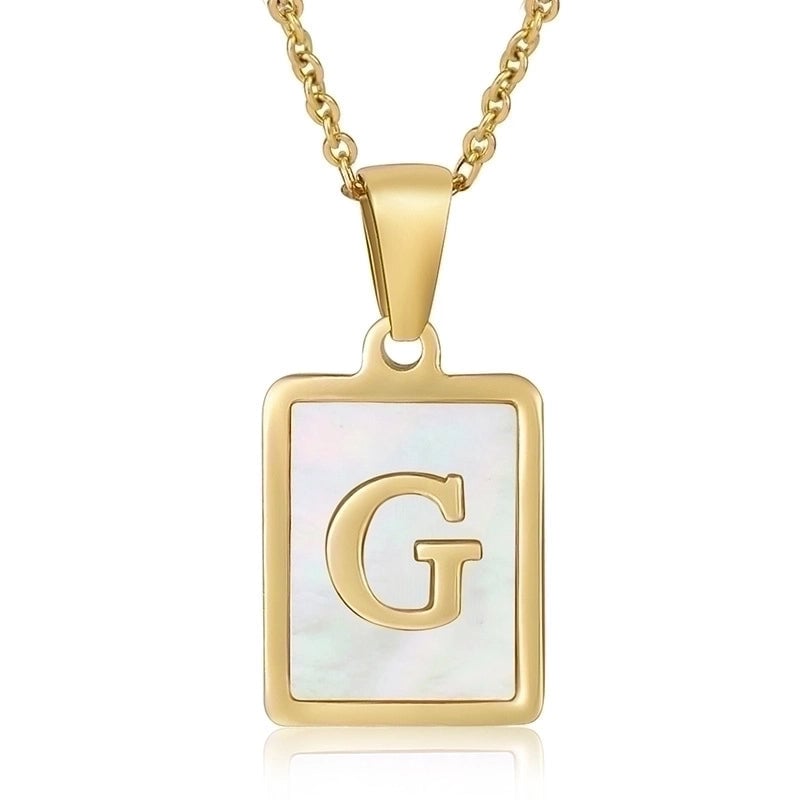 Minimalist Letter Stainless Steel Titanium Steel Plating Inlay Shell 18k Gold Plated Pendant Necklace
