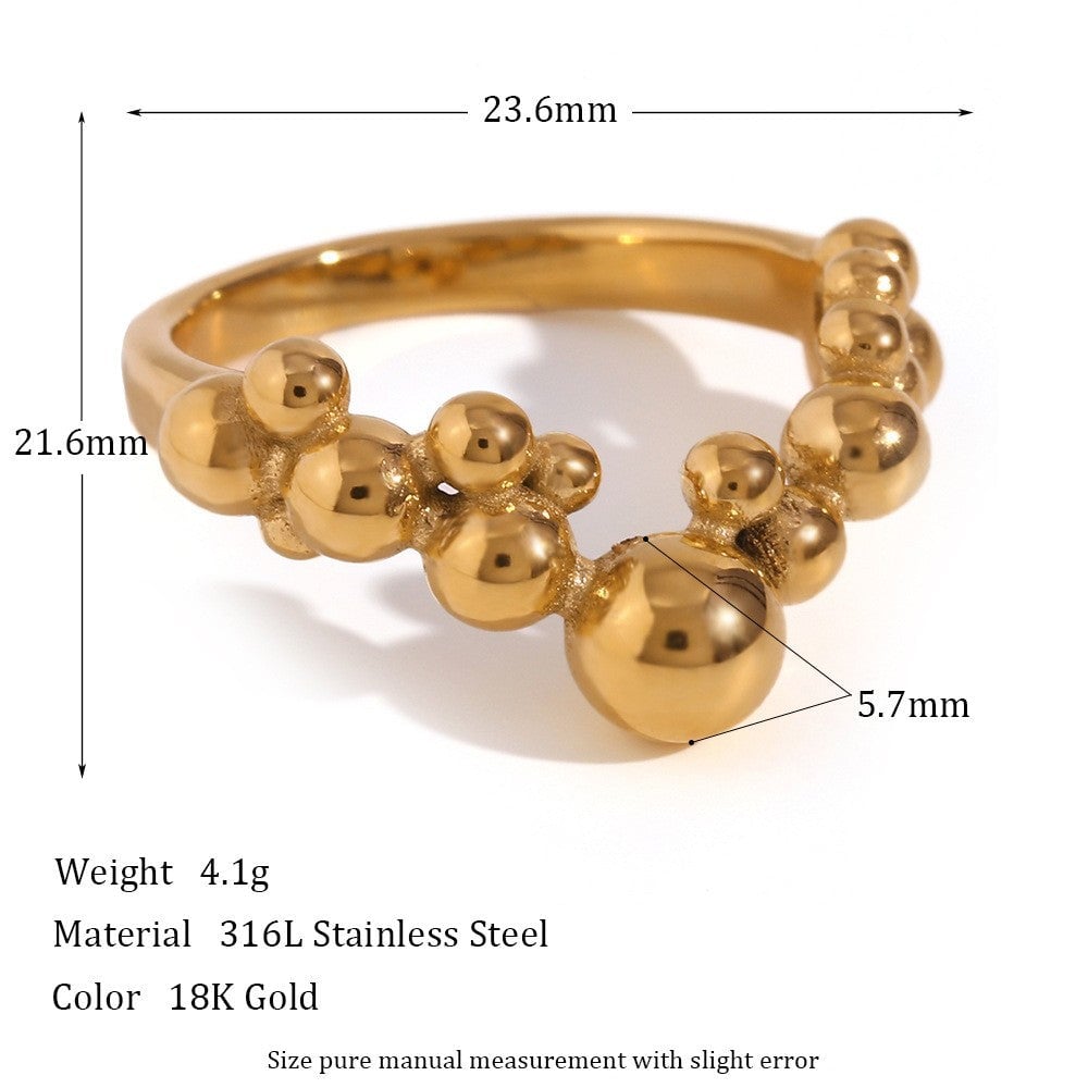 Women Fashion Circle Geometric Stainless Steel 18K Gold Plated Rings