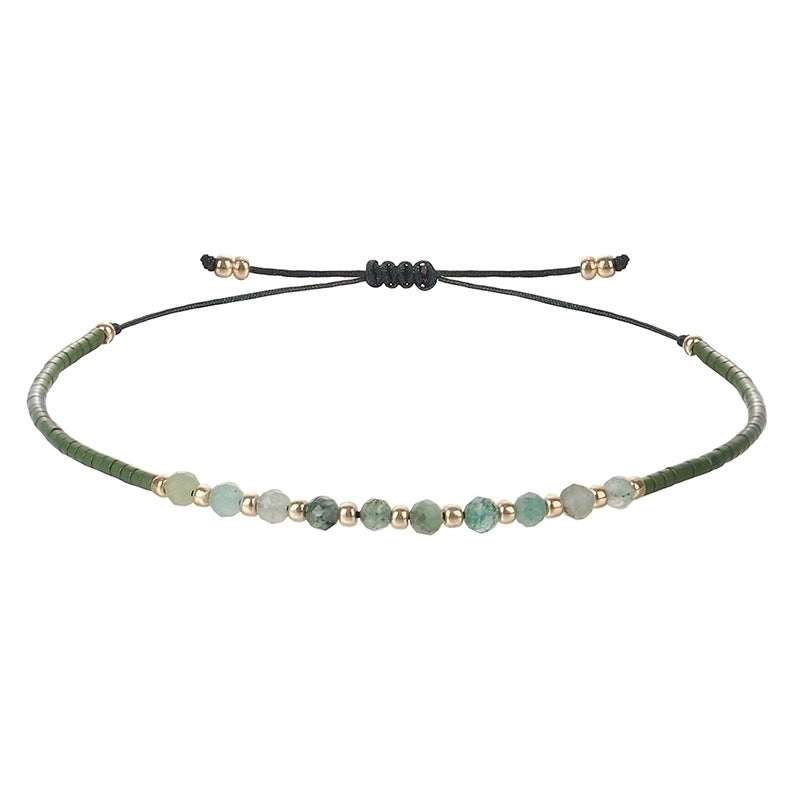 3 Pieces Minimalist Round Bead. Stone Beaded Bracelets