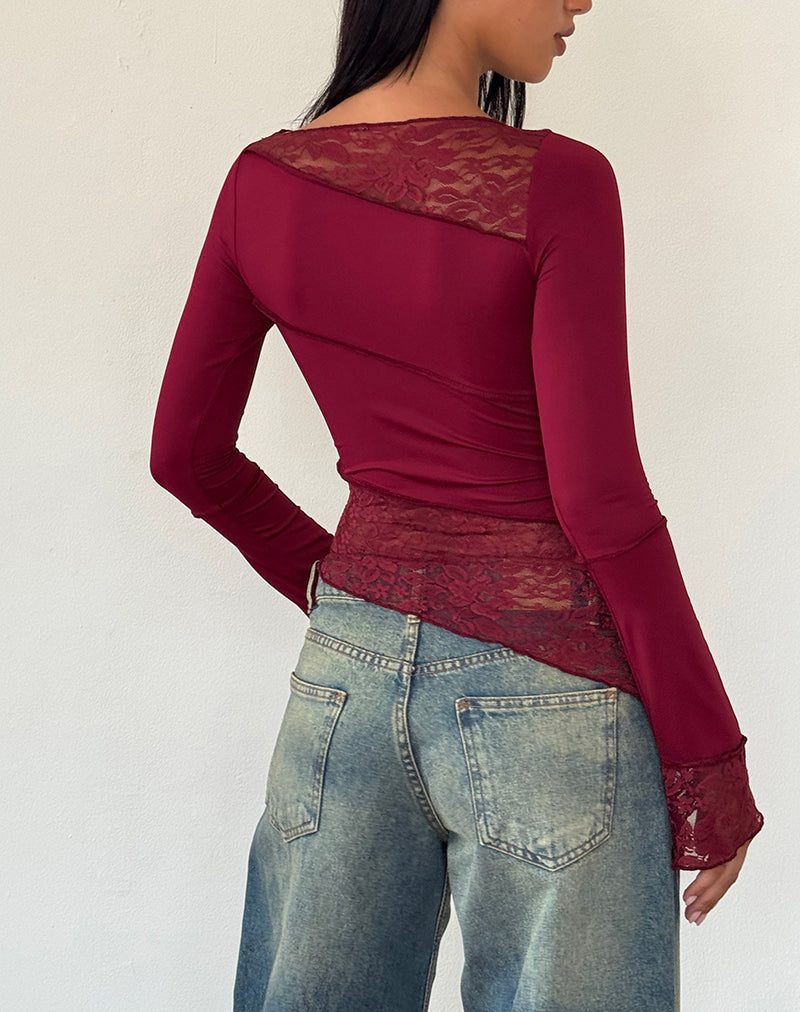 Lucca Long Sleeve Top in Burgundy