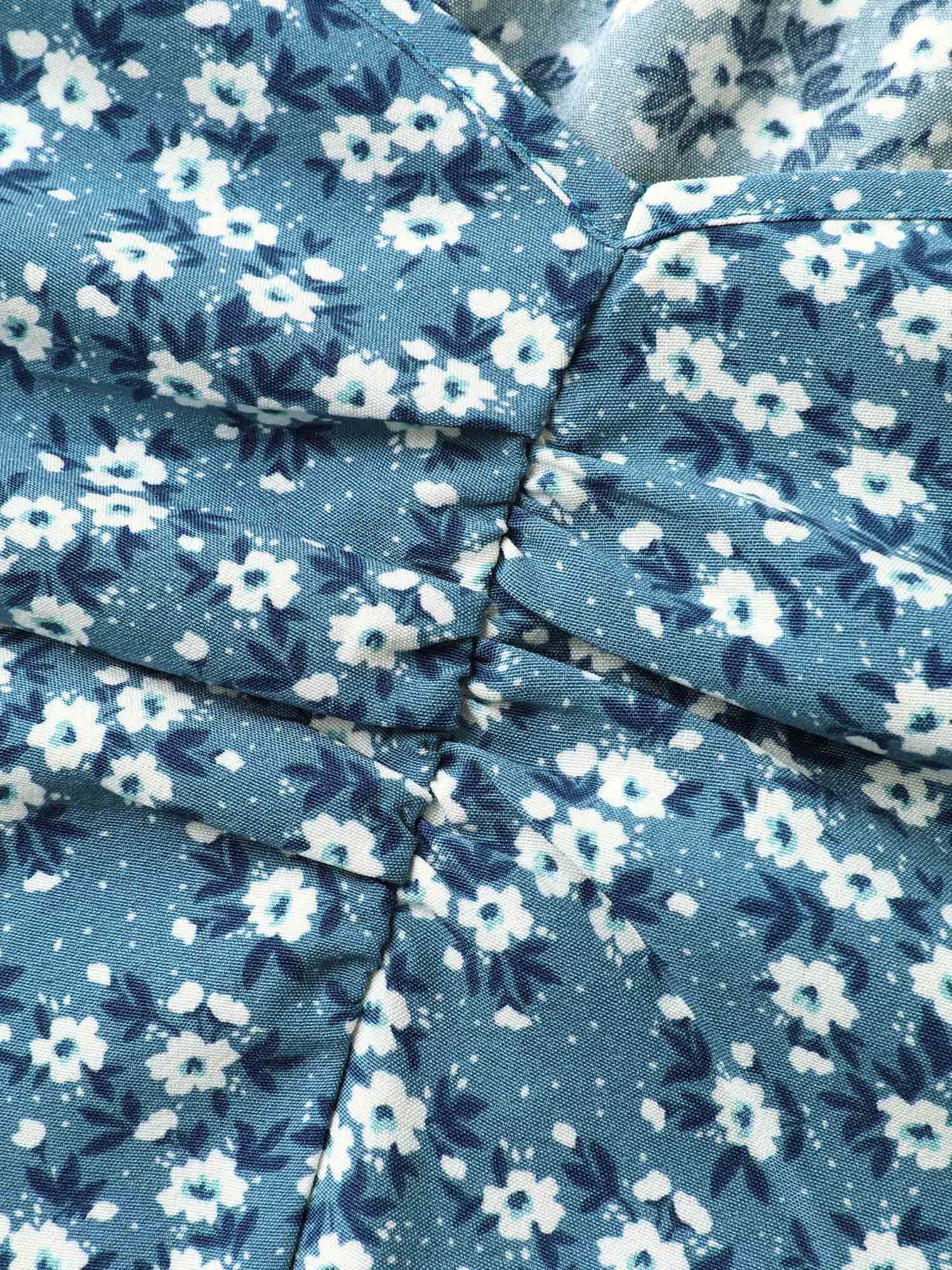 Ditsy Floral Print Layered Ruffled Sleeve Dress