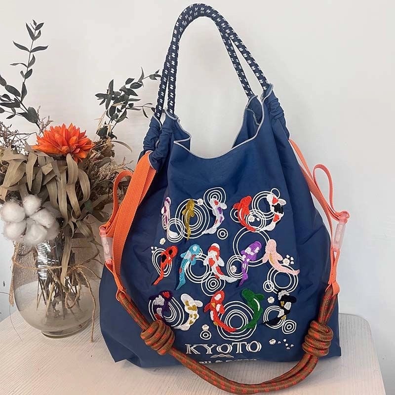 Women's Large Nylon Animal Donuts Basic Classic Style Square Open Shopping Bags