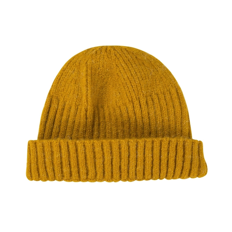 Unisex Minimalist Stripe Solid Color Crimping Wool Cap