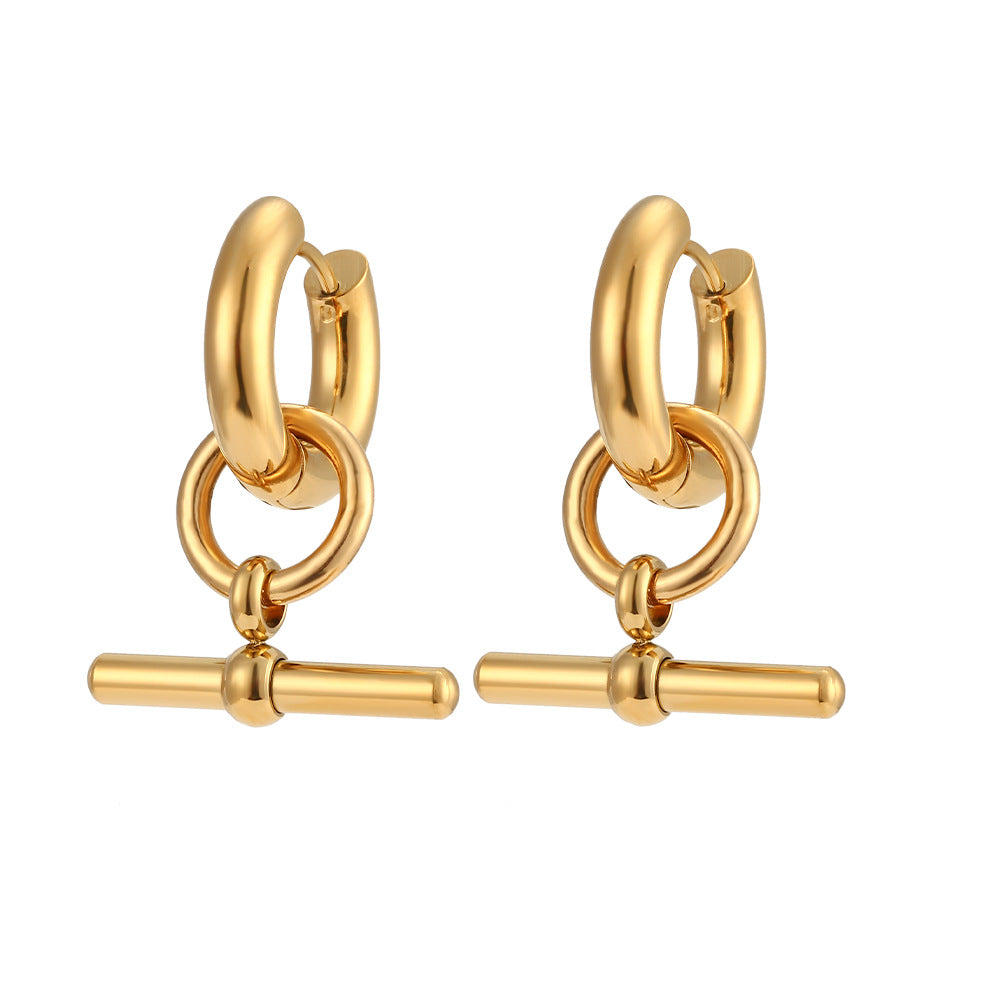 Minimalist Stripe Geometric Stainless Steel 18K Gold Plated Necklaces