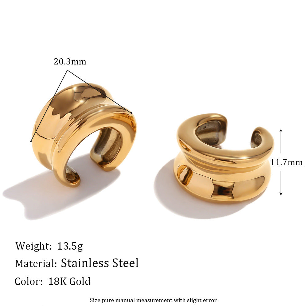 Fashion Petal Geometric Flower Stainless Steel 18K Gold Plated Earrings