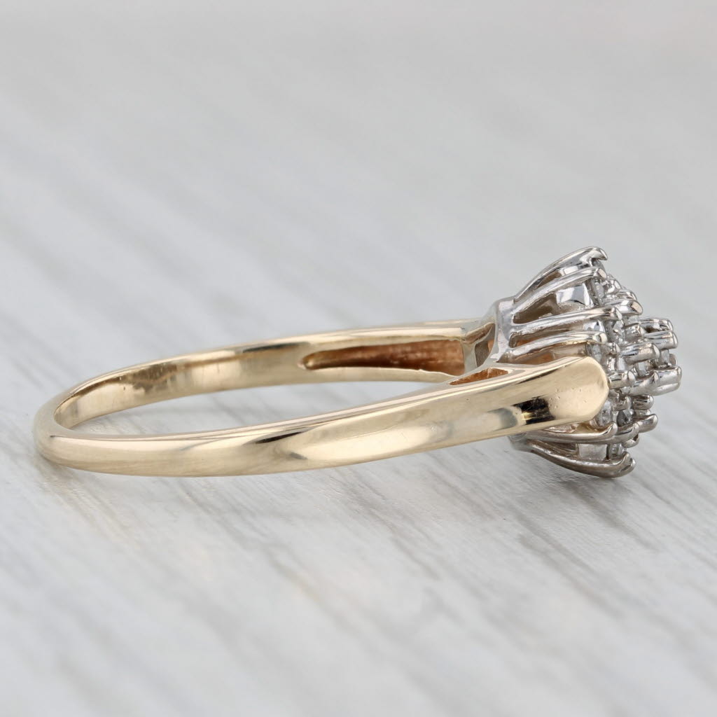 0.40ctw Diamond Cluster Engagement Ring 10k Yellow White Gold Size 9.25