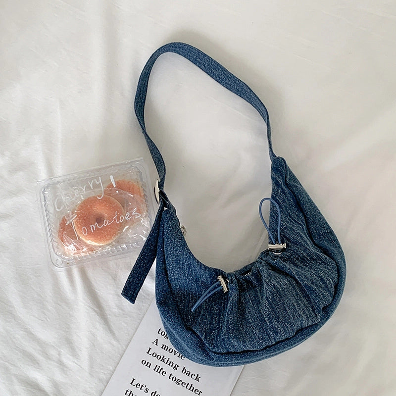 Women's Medium Pu Leather Solid Color Elegant Dumpling Shape Zipper Underarm Bag