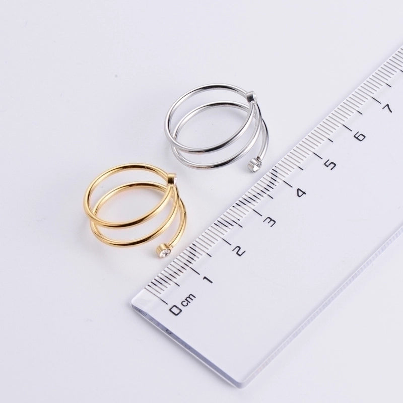 Stainless Steel 18K Gold Plated Fashion Geometric Rhinestones