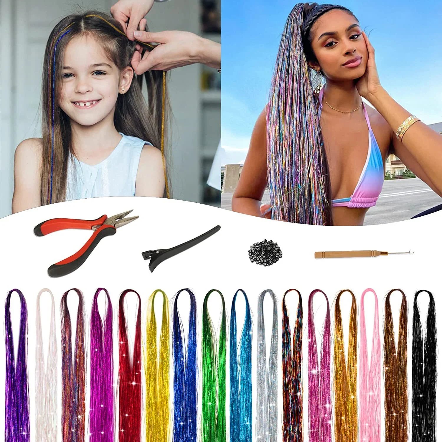 Tinsel Hair - Glitter extensions