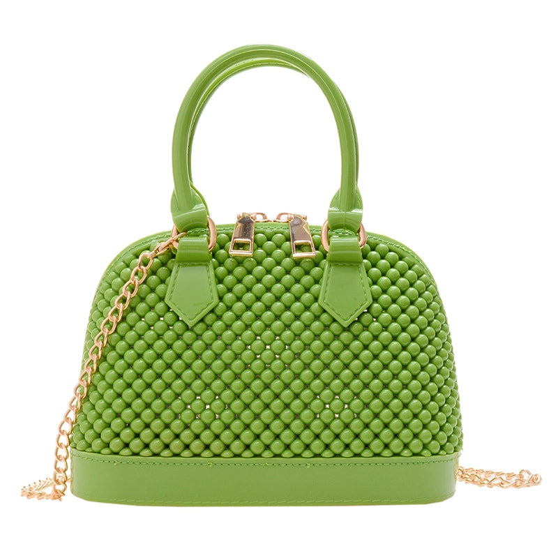 Women's Pvc Solid Color Fashion Shell Zipper Shoulder Bag Crossbody Bag Dome Bag