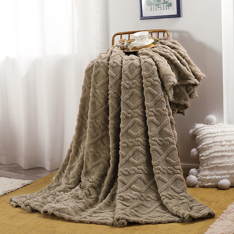 Single Layer Tower Skin Fleece Solid Color Blanket Home Simple Office Nap Blanket Air-conditioning Blanket Cover Blanket Blanket