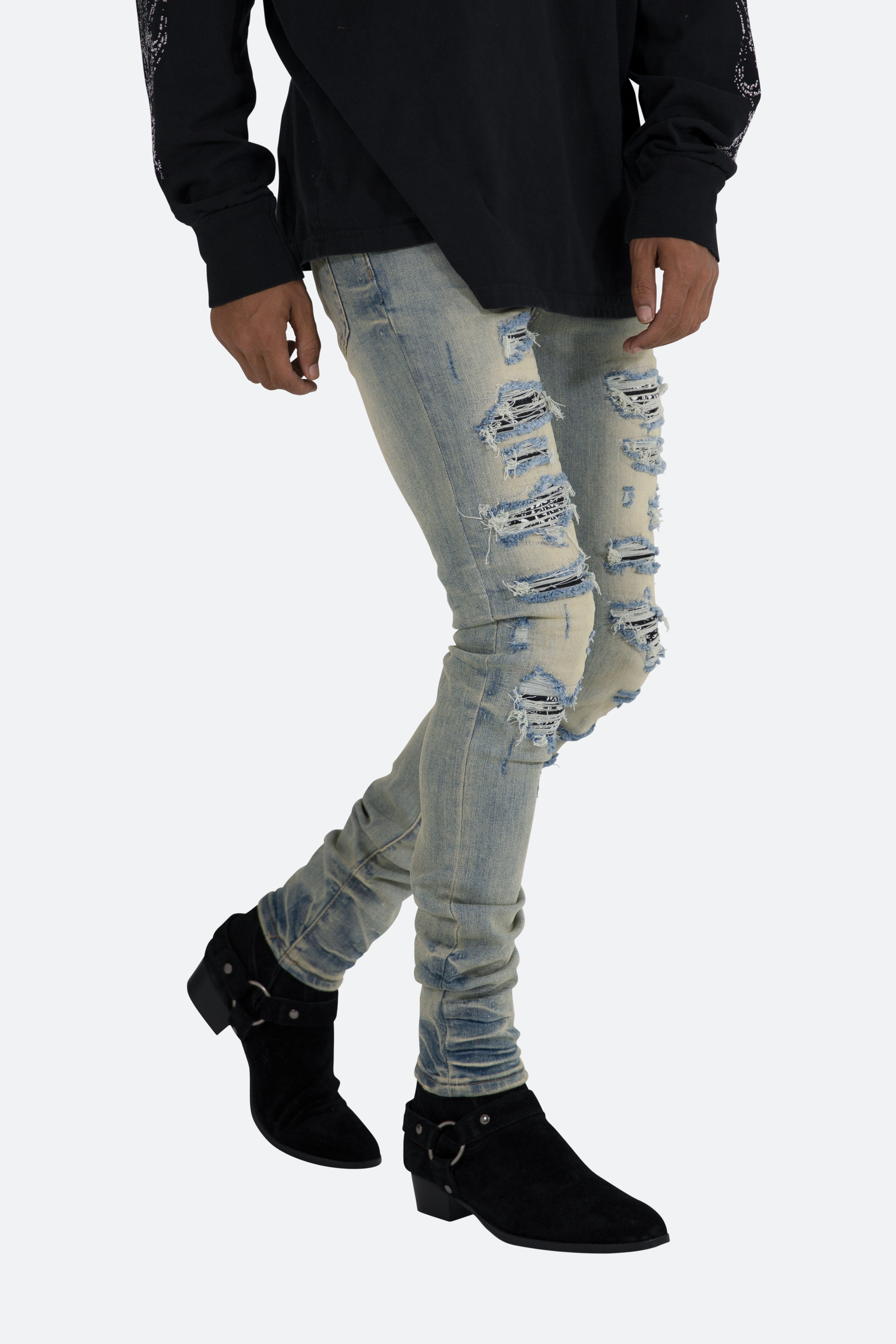 X165 Paisley Skinny Denim - Blue/Black