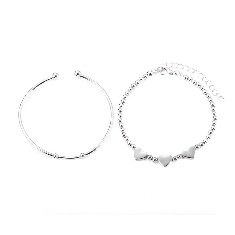 Alloy Gold Plated Silver Plated Fashion Plating Inlay Heart Shape Feather Bow Knot Bangle