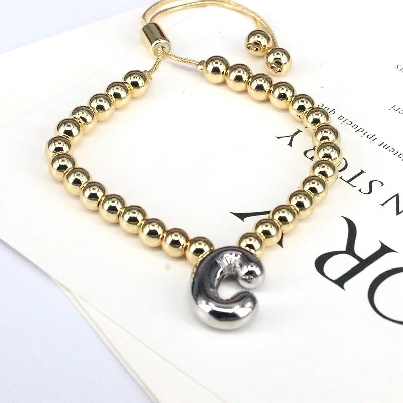 Copper Gold Plated Vintage Style Minimalist Plating Letter Bracelets