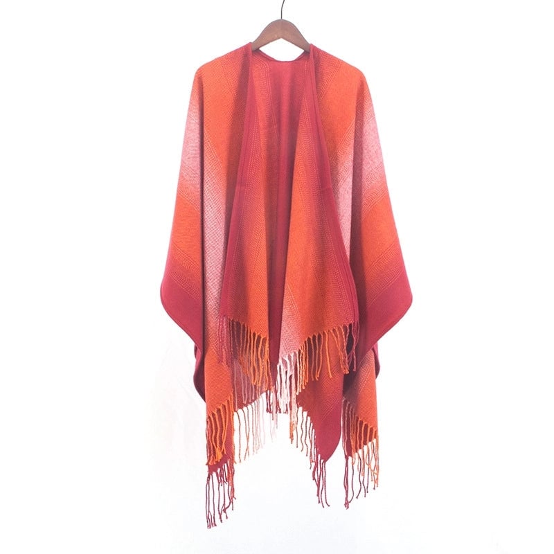 Spring Fashion Outer Cape Jacket Cashmere Thickened Warm Double-sided Tassel Scarf Mother's Day Gift
