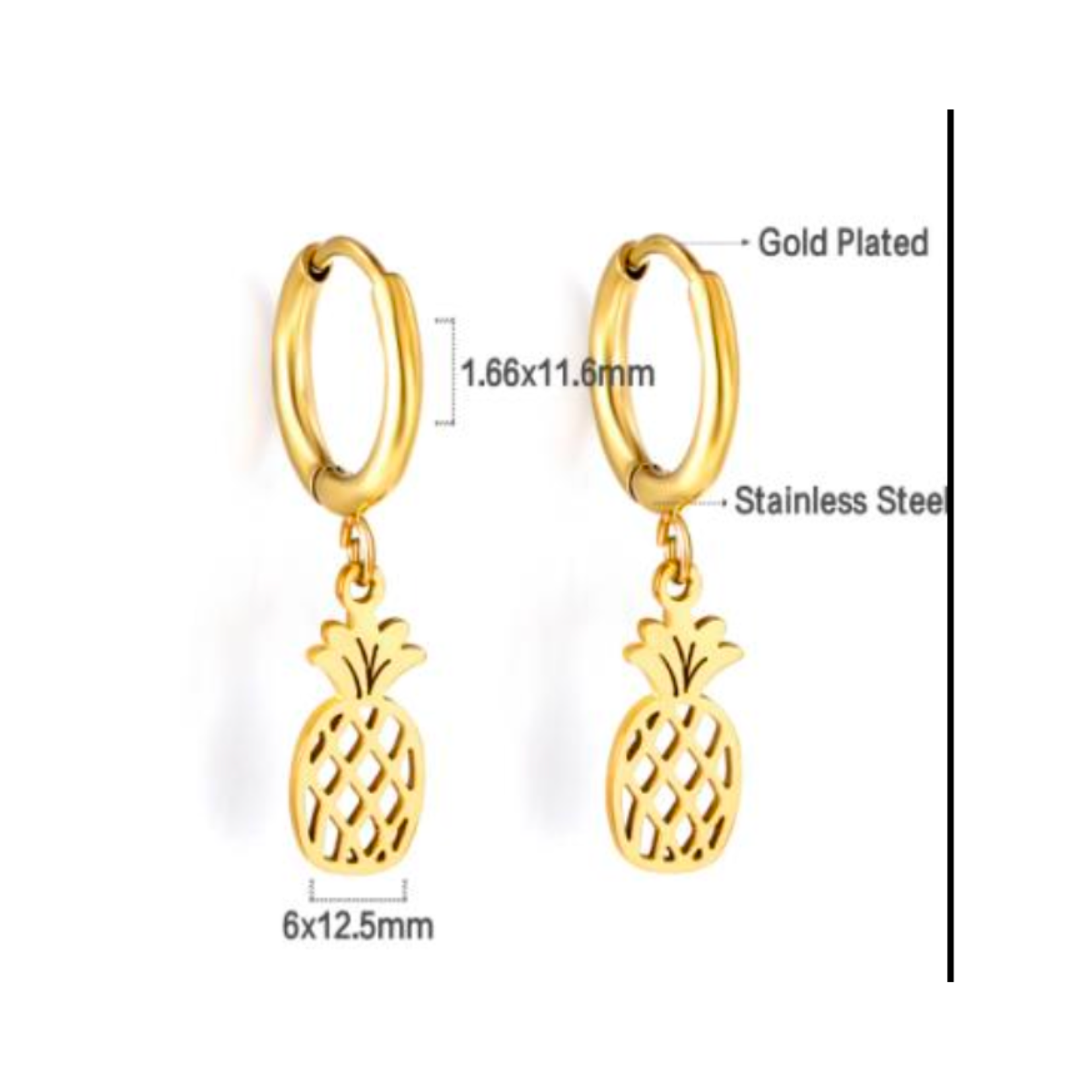 Pineapple hoops - Gold